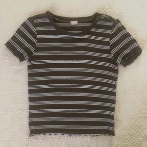 Garage Army Green Striped Tee